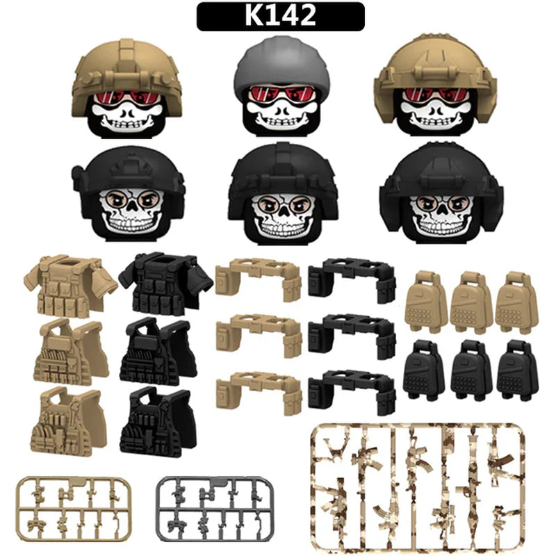 Ghost Commando Special Forces Building Blocks Army Soldier Figures Military Weapon Vest Bricks Accessories Children'S Toys