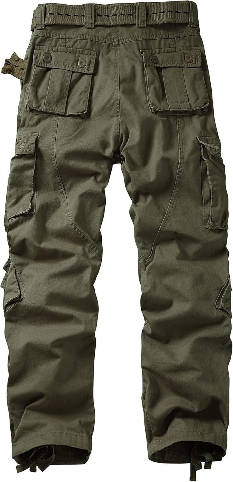 Men'S Casual Relaxed Fit Cargo Pants with Pockets, Outdoor Camo Cotton Work Pants for Men(No Belt)
