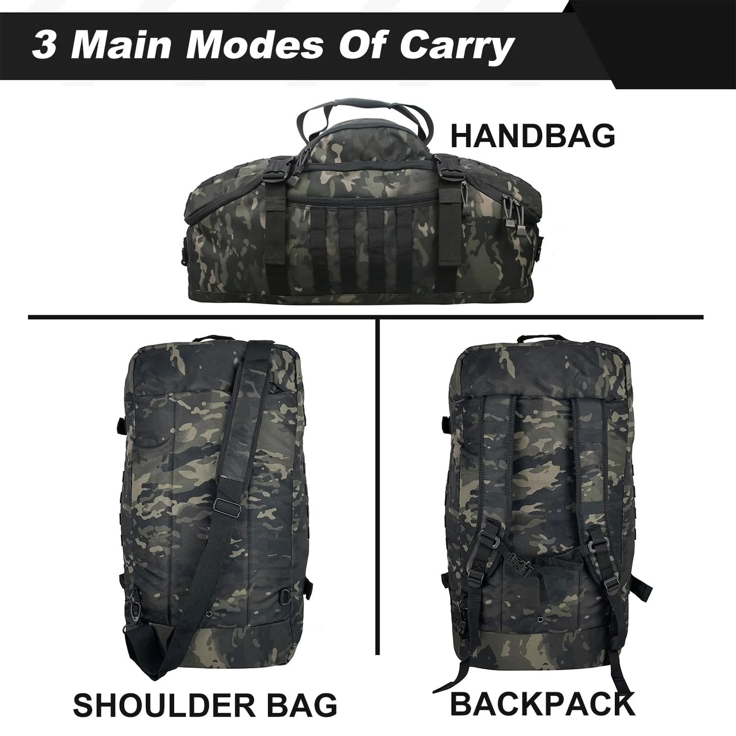 3 in 1 Military Backpack Travel Duffle Bag for Weekender Gym Traveling Workout Deployment