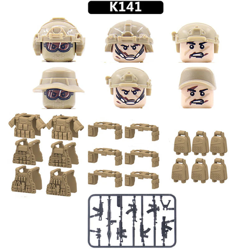 Ghost Commando Special Forces Building Blocks Army Soldier Figures Military Weapon Vest Bricks Accessories Children'S Toys