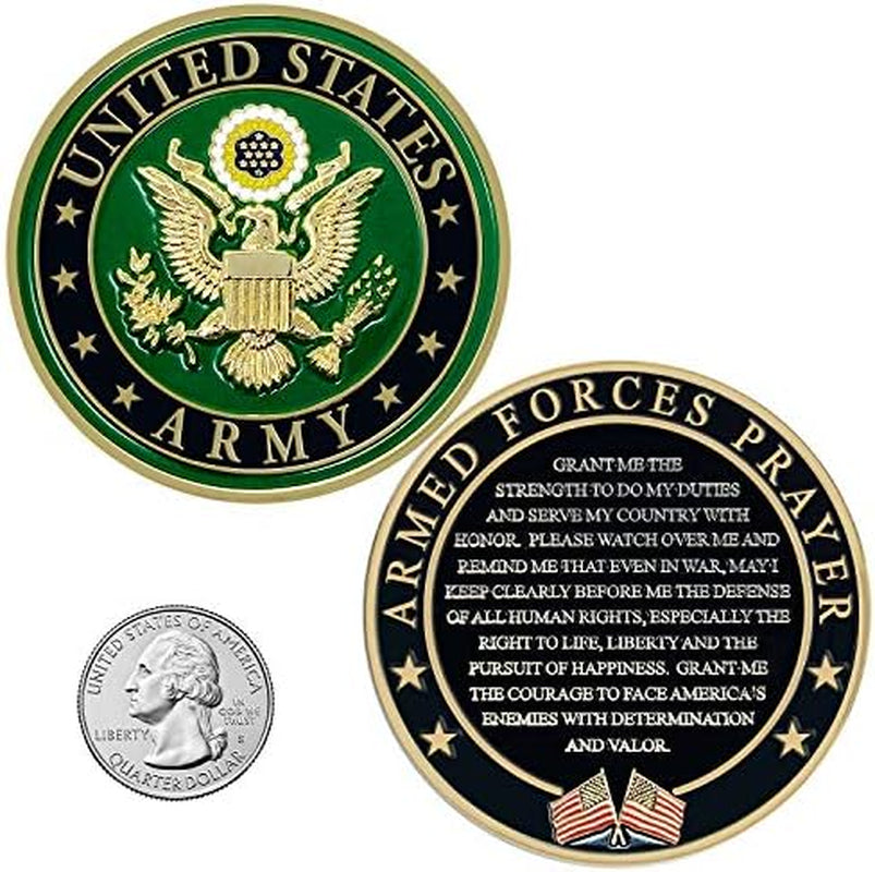 Army Armed Forces Prayer Coin | Valor Challenge Coin | Gifts for Soldiers & Veterans | Disabled Veteran Owned Business | Army Prayer Coin