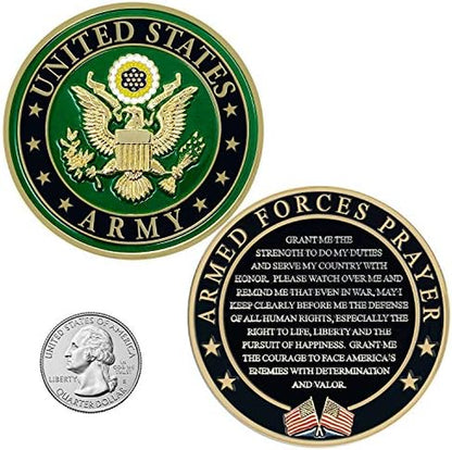 Army Armed Forces Prayer Coin | Valor Challenge Coin | Gifts for Soldiers & Veterans | Disabled Veteran Owned Business | Army Prayer Coin