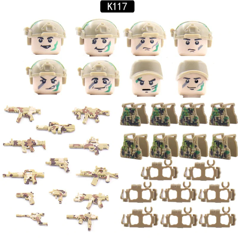 Ghost Commando Special Forces Building Blocks Army Soldier Figures Military Weapon Vest Bricks Accessories Children'S Toys