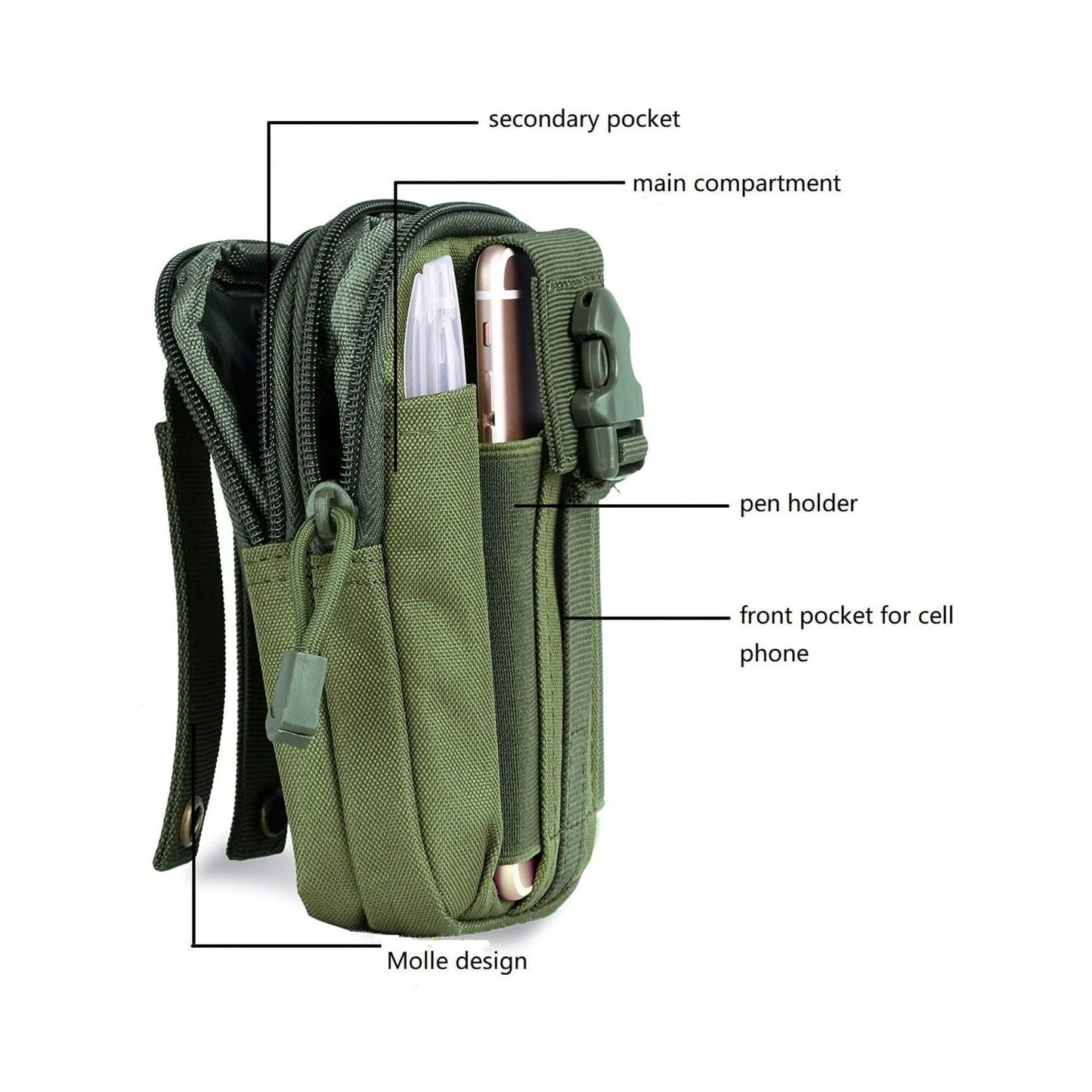 Jupitergear Tactical MOLLE Military Pouch Waist Bag for Hiking, Running and Outdoor Activities