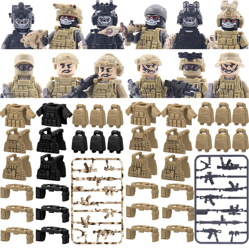 Ghost Commando Special Forces Building Blocks Army Soldier Figures Military Weapon Vest Bricks Accessories Children'S Toys