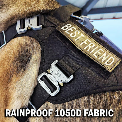 Tactical Dog Harness for Large Dogs with 4 Metal Buckles, Waterproof; Military Grade Dog Vest, Stop Pulls, Does Not Choke Neck and Prevents Escapes, Heavy-Duty Dog Harness, Black (L)
