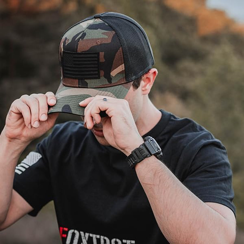 Trucker Hat - American Flag Hat for Men & Women | Patriotic USA Leather Patch Flag Trucker Snapback Hats