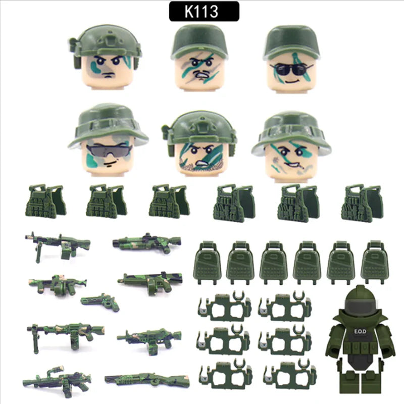 Ghost Commando Special Forces Building Blocks Army Soldier Figures Military Weapon Vest Bricks Accessories Children'S Toys
