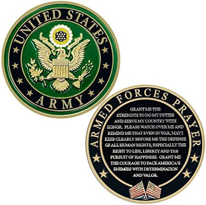 Army Armed Forces Prayer Coin | Valor Challenge Coin | Gifts for Soldiers & Veterans | Disabled Veteran Owned Business | Army Prayer Coin