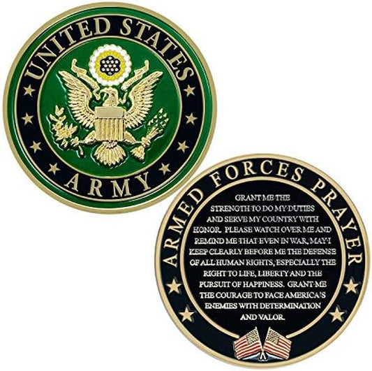 Army Armed Forces Prayer Coin | Valor Challenge Coin | Gifts for Soldiers & Veterans | Disabled Veteran Owned Business | Army Prayer Coin